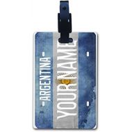 BleuReign(TM Personalized Custom Name Country License Plate Flag Luggage Tag with Strap All Countries Available