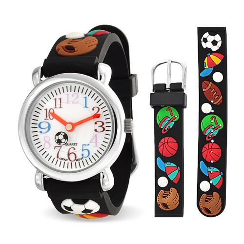  Bling Jewelry Black Analog Rubber Sports Kids Watch Stainless Steel Back by Bling Jewelry