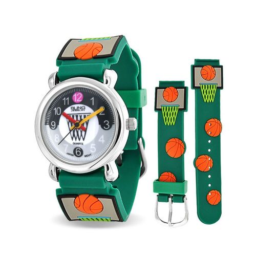  Bling Jewelry Green Basketball Hoop Sports Kids Watch Stainless Steel Back by Bling Jewelry