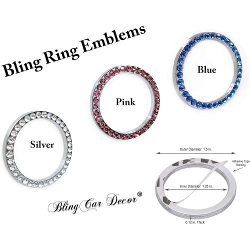  Bling Car Decor Crystal Rhinestone Car Bling Ring Emblem Sticker, Bling Car Accessories, Push to Start Button, Key Ignition & Knob Bling Ring, Car Glam Interior Accessory, Unique W
