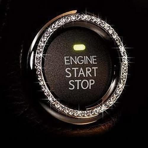  Bling Car Decor Crystal Rhinestone Car Bling Ring Emblem Sticker, Bling Car Accessories, Push to Start Button, Key Ignition & Knob Bling Ring, Car Glam Interior Accessory, Unique W