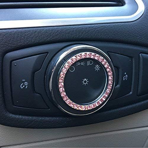  Bling Car Decor Pink Crystal Rhinestone Car Bling Ring Emblem Sticker, Bling Car Accessories, Push to Start Button, Key Ignition & Knob Bling Ring, Car Glam Interior Accessory, Wom