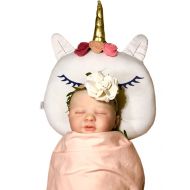 Bling Mami Unicorn with Flowers Head Shaping Baby Pillow, Ergonomic Support to Help Prevent Flat Head Syndrome | Newborn Infant Sleeping Comfort