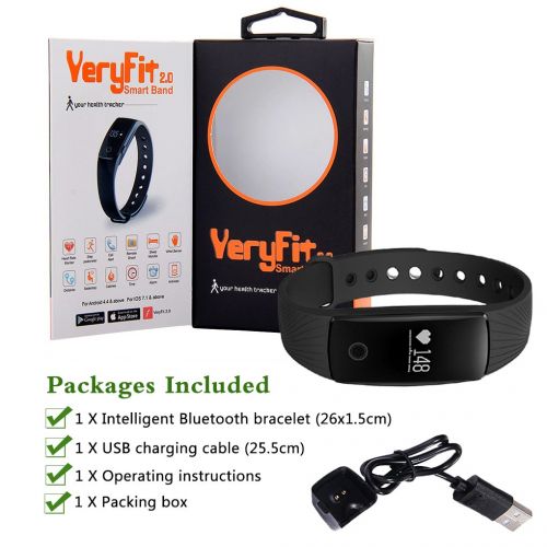  Blingco Armbanduhr, Bluetooth 4.0 mit Touch Button, Fitness Tracker mit Herzueberwachung, Schrittzahler, Schlafaufzeichnung, ferngesteuerten Aufnahmen, Anruf/SMS/Bewegungserinnerung