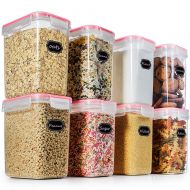 Food Storage Containers Cereal Container - Blingco Set of 8 Airtight Containers with Lids - BPA Free Plastic for Flour, Sugar, Cereal and Pantry Storage Containers - Includes 20 FR
