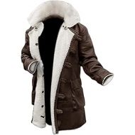 Blingsoul Shearling Leather Coats for Men - Swedish Bomber Synthetic Leather Jacket Fur Coat