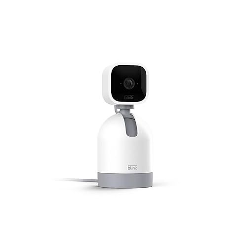  Blink Mini Pan-Tilt Camera | Rotating indoor plug-in smart security camera, two-way audio, HD video, motion detection, Works with Alexa (White)