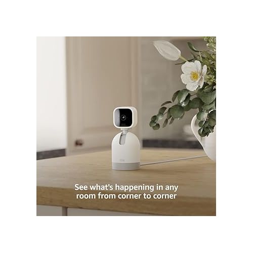  Blink Mini Pan-Tilt Camera | Rotating indoor plug-in smart security camera, two-way audio, HD video, motion detection, Works with Alexa (White)