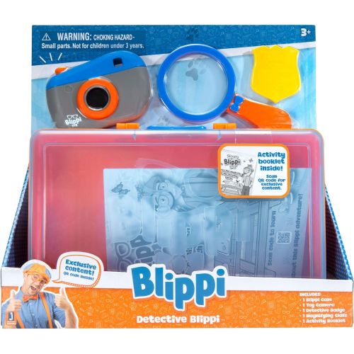  [아마존베스트]Blippi Detective Roleplay Set - Carry Case, Camera, Personalized Yellow Badge, Magnifying Glass, Activity Sheets for Ultimate Toddler and Young Child Mystery Adventure - Exclusive