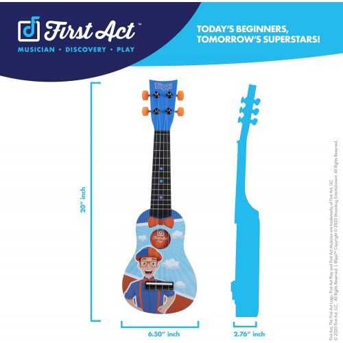  [아마존베스트]First Act Blippi Toy Ukulele, 20 Inch - Features YouTube Educational Entertainer Blippi  Ukulele for Beginners, Musical Instruments for Toddlers and Preschoolers, Ready to Play