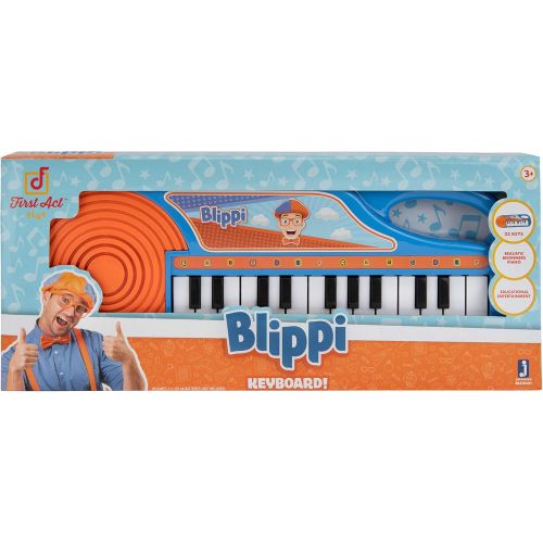  [아마존베스트]First Act Blippi Toy Keyboard, 11 Inch - 23 Keys, Fun Blue Portable Keyboard for Beginners, Preschoolers and Toddlers  Musical Instruments for Kids