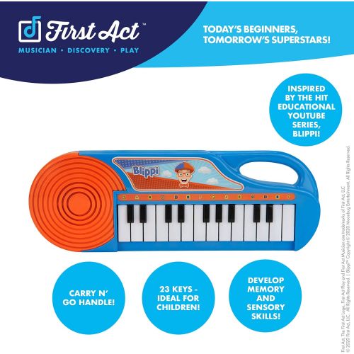  [아마존베스트]First Act Blippi Toy Keyboard, 11 Inch - 23 Keys, Fun Blue Portable Keyboard for Beginners, Preschoolers and Toddlers  Musical Instruments for Kids