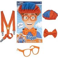 Blippi Costume Roleplay Accessories, Perfect for Dress Up and Play Time - Includes Iconic Orange Bow Tie, Suspenders, Hats and Glasses, for Young Children and Toddlers - Roleplay S