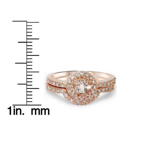  Bliss 14k Rose Gold 12ct TDW Diamond Morganite Engagement Ring Set (I-J, I2-I3)
