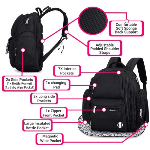  Diaper Bag Backpack by Bliss Bag for Girls, Boys, Twins, Infants, Moms & Dads. Includes Travel...