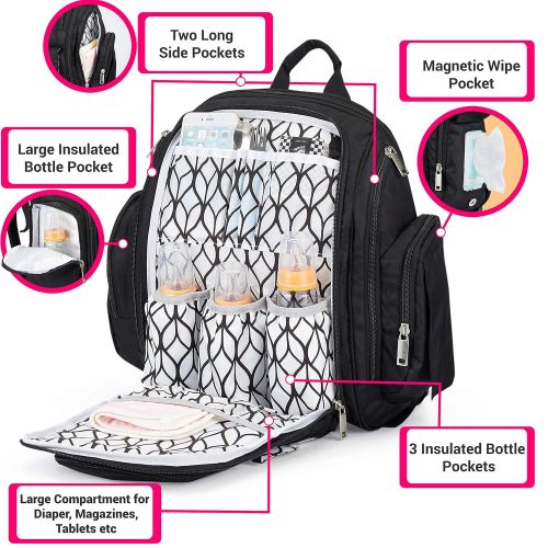  Diaper Bag Backpack by Bliss Bag for Girls, Boys, Twins, Infants, Moms & Dads. Includes Travel...