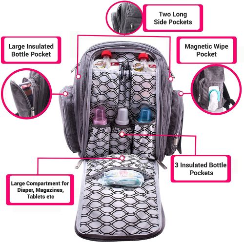  Diaper Bag Backpack by Bliss Bag for Girls, Boys, Twins, Infants, Moms & Dads. Includes Travel...