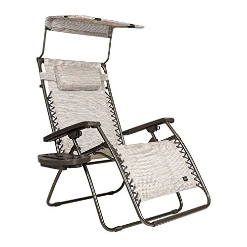  Bliss Hammocks GFC-452WSR 30 Wide XL Zero Gravity w/Canopy, Pillow, & Drink Tray Folding Outdoor Lawn, Deck, Patio Adjustable Lounge Chair, 360 lbs. Capacity, Weather and Rust Resi