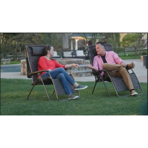  Bliss Hammocks GFC-452WSR 30 Wide XL Zero Gravity w/Canopy, Pillow, & Drink Tray Folding Outdoor Lawn, Deck, Patio Adjustable Lounge Chair, 360 lbs. Capacity, Weather and Rust Resi