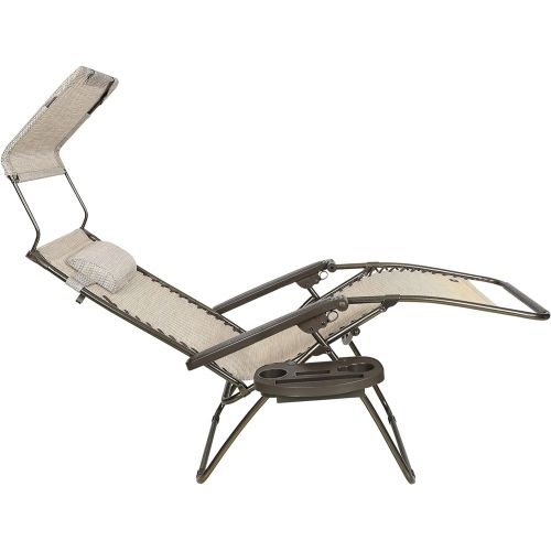  Bliss Hammocks GFC-452WSR 30 Wide XL Zero Gravity w/Canopy, Pillow, & Drink Tray Folding Outdoor Lawn, Deck, Patio Adjustable Lounge Chair, 360 lbs. Capacity, Weather and Rust Resi