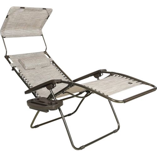  Bliss Hammocks GFC-452WSR 30 Wide XL Zero Gravity w/Canopy, Pillow, & Drink Tray Folding Outdoor Lawn, Deck, Patio Adjustable Lounge Chair, 360 lbs. Capacity, Weather and Rust Resi