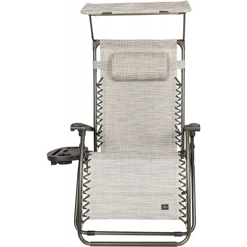  Bliss Hammocks GFC-452WSR 30 Wide XL Zero Gravity w/Canopy, Pillow, & Drink Tray Folding Outdoor Lawn, Deck, Patio Adjustable Lounge Chair, 360 lbs. Capacity, Weather and Rust Resi