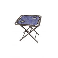 Bliss Hammocks GFC-TBL-BF Foldable Camping Side Table with Cupholders, Blue Flowers
