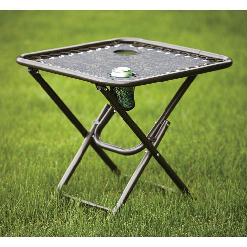  Bliss Hammocks GFC-TBL-BF Foldable Camping Side Table with Cupholders, Blue Flowers
