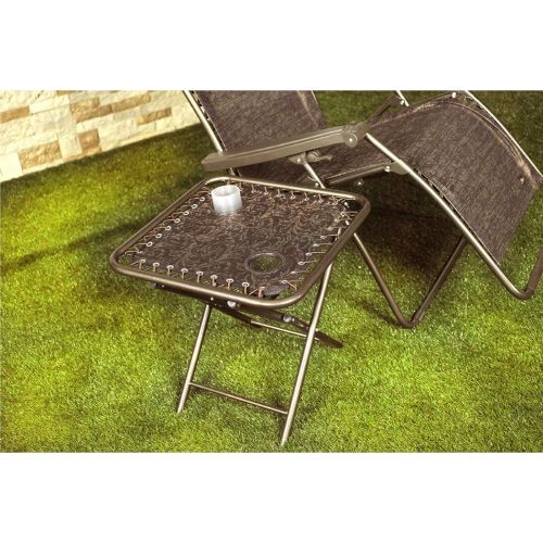  Bliss Hammocks GFC-TBL-BF Foldable Camping Side Table with Cupholders, Blue Flowers