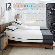 Blissful Nights Ananda 12 Split King Pearl and Cool Gel Infused Memory Foam Mattress with Premium Adjustable Bed Frame Combo, Head Tilt, Massage, USB, Zero Gravity,Anti-Snore