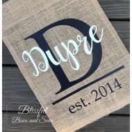 /BlissfulBowsandSews Burlap Garden Flag-Personalized Garden Flag-Realtor Closing Gift-Houswarming Gift-Wedding Gift-Last Name Flag