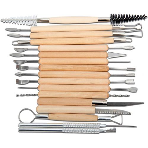  [아마존 핫딜]  [아마존핫딜]Blisstime Set of 42 Clay Sculpting Tool Wooden Handle Pottery Carving Tool Kit