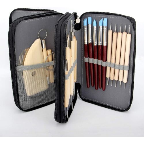  [아마존 핫딜]  [아마존핫딜]Blisstime Set of 42 Clay Sculpting Tool Wooden Handle Pottery Carving Tool Kit