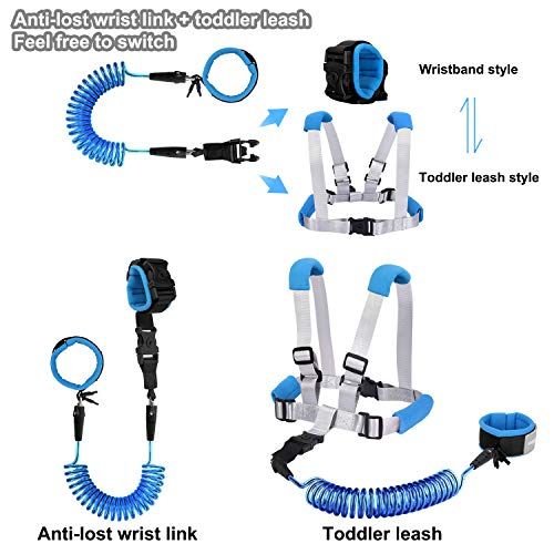  [아마존베스트]Blisstime 2 in 1 Toddler Leash -Anti Lost Wrist Link for Toddlers -Toddler Harness,Baby Leash,Leash for Toddlers,Wrist Leashes,Child Leashes for Toddlers,Not Easy to Open Without K