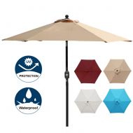 Blissun 7.5 ft Patio Umbrella, Yard Umbrella with Push Button Tilt and Crank (Beige)