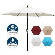 Blissun 7.5 ft Patio Umbrella, Yard Umbrella with Push Button Tilt and Crank (Beige)