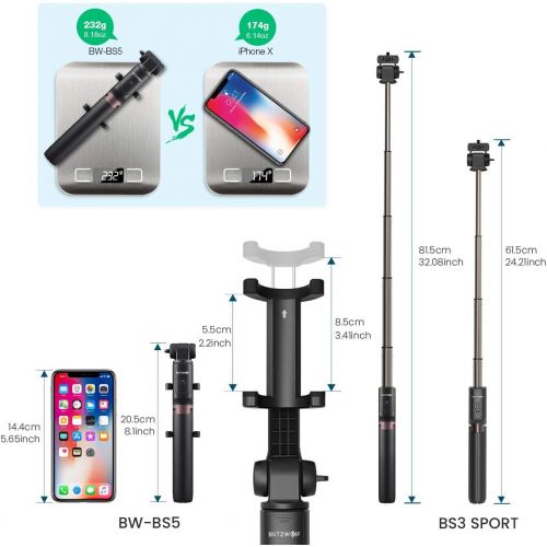  [아마존 핫딜]  [아마존핫딜]Selfie Stick Tripod, BlitzWolf 35 inch Extendable Bluetooth Selfie Stick with Wireless Remote for Gopro iPhone Xs Max/XR/X/8/8 Plus/7/7 Plus /6 Plus/6S/6, Galaxy S10/S9/S8/Note8, H