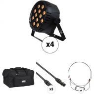 Blizzard LB-Par Quad RGBW LED Light with Case, DMX Cables, and Safety Cables (4-Pack)