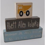 Blocks Upon A Shelf Dump Truck Birth Stats Announcement Primitive Country Wood Stacking Sign Blocks- Custom Personalized Name and Birth Stats-Baby Gift-Birth Announcement-Baby-Boys/Girls Nursery Room