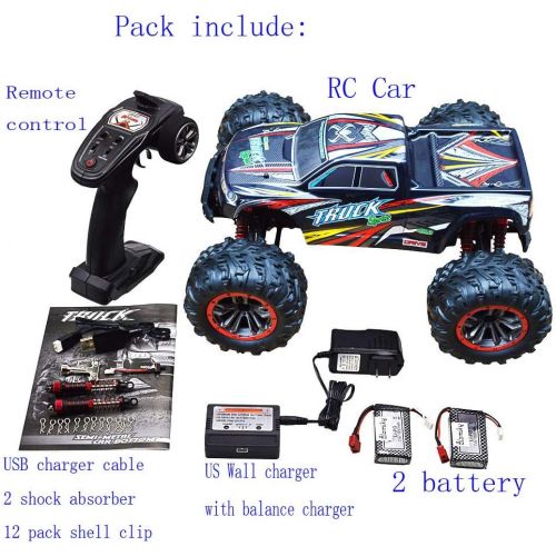  Blomiky 9125 Over Size 1/10 Scale High Speed 30MPH IPX4 Remote Control Monster Car Truck Bonus Battery 9125 Black Red
