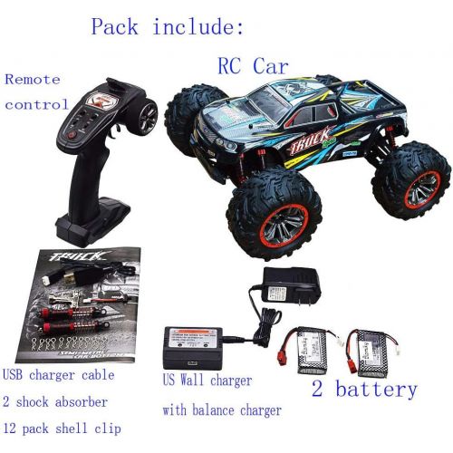  Blomiky 9125 Large Size 1/10 Scale 46KM/H High Speed IPX4 4WD RC Toys Trucks for Kids and Adults 9125 Black Blue