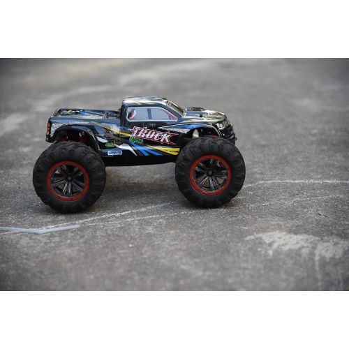  Blomiky 9125 Large Size 1/10 Scale 46KM/H High Speed IPX4 4WD RC Toys Trucks for Kids and Adults 9125 Black Blue