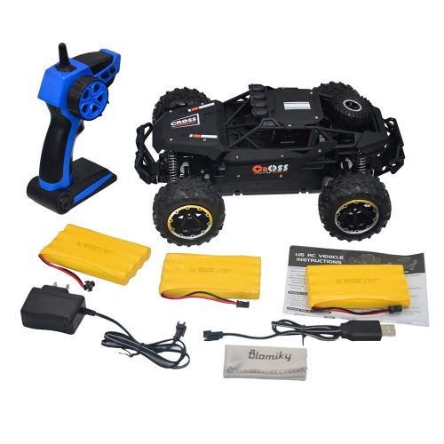  Blomiky Large Size C58 1:16 Scale 2.4G Remote Control High Speed RC Truck 15.5MPH 4WD Passion Impact Toy RC Car Vehicle Rock Through with Extra Battery C58R Black