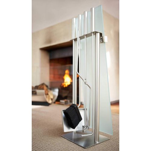  Blomus Stainless Steel Fireplace Tool Set with Glass