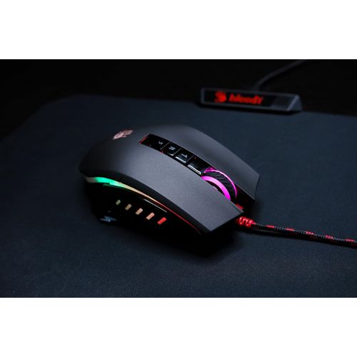  BLOODY P85 RGB Optical Gaming Mouse with Light Strike Optical Microswitches & Scroll Wheel - 1:1 Raw Response - Perfect for Claw Grip - 8 Programmable Buttons and Advanced Macros  Adjust