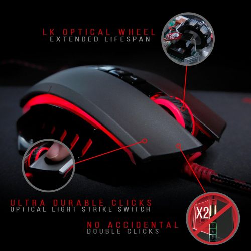  BLOODY P85 RGB Optical Gaming Mouse with Light Strike Optical Microswitches & Scroll Wheel - 1:1 Raw Response - Perfect for Claw Grip - 8 Programmable Buttons and Advanced Macros  Adjust