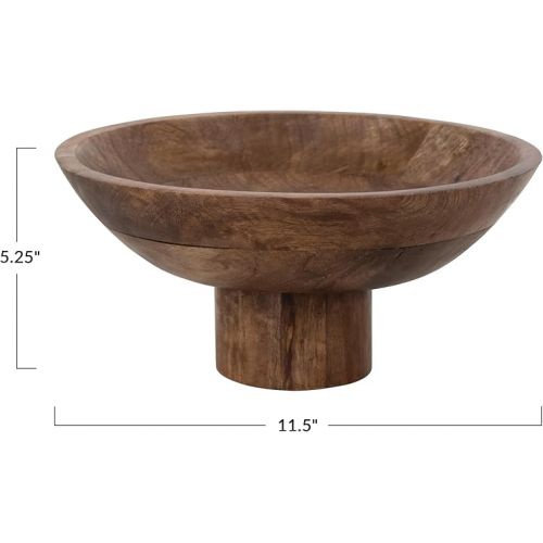  Bloomingville Mango Wood Footed, Walnut Finish Bowl, 12