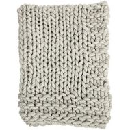 Bloomingville Chunky Wool Blend Knit Throw, Grey