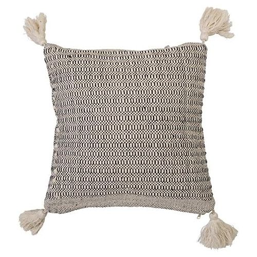  Bloomingville A14208522 Beige Square Cotton Pillow with Corner Tassels