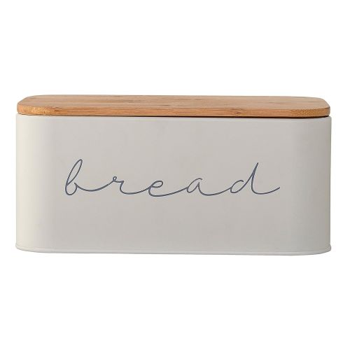  Bloomingville A97306650 Metal Bread Bin With Bamboo Lid, 11.75L x 5.25W x 7H, Grey